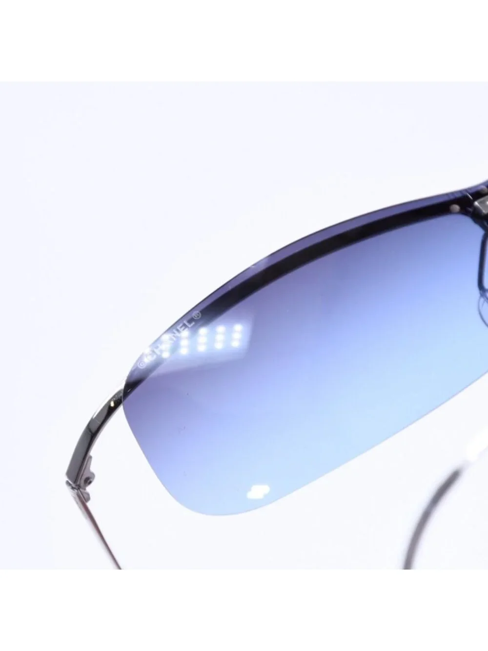 Chanel Half Rim Sunglasses Eyewear Blue Lens